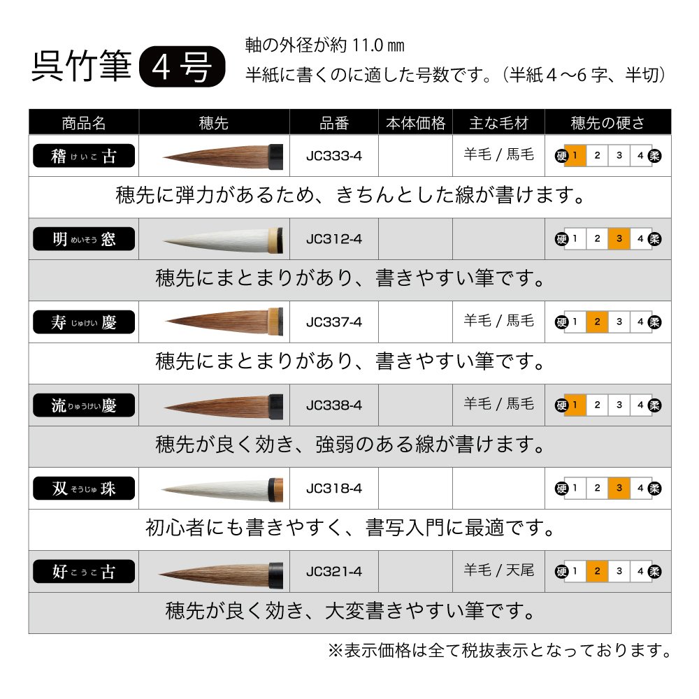Amazon | 呉竹 筆 書道筆 太筆 流慶 4号 茶毛 JC338-4 | 書道筆